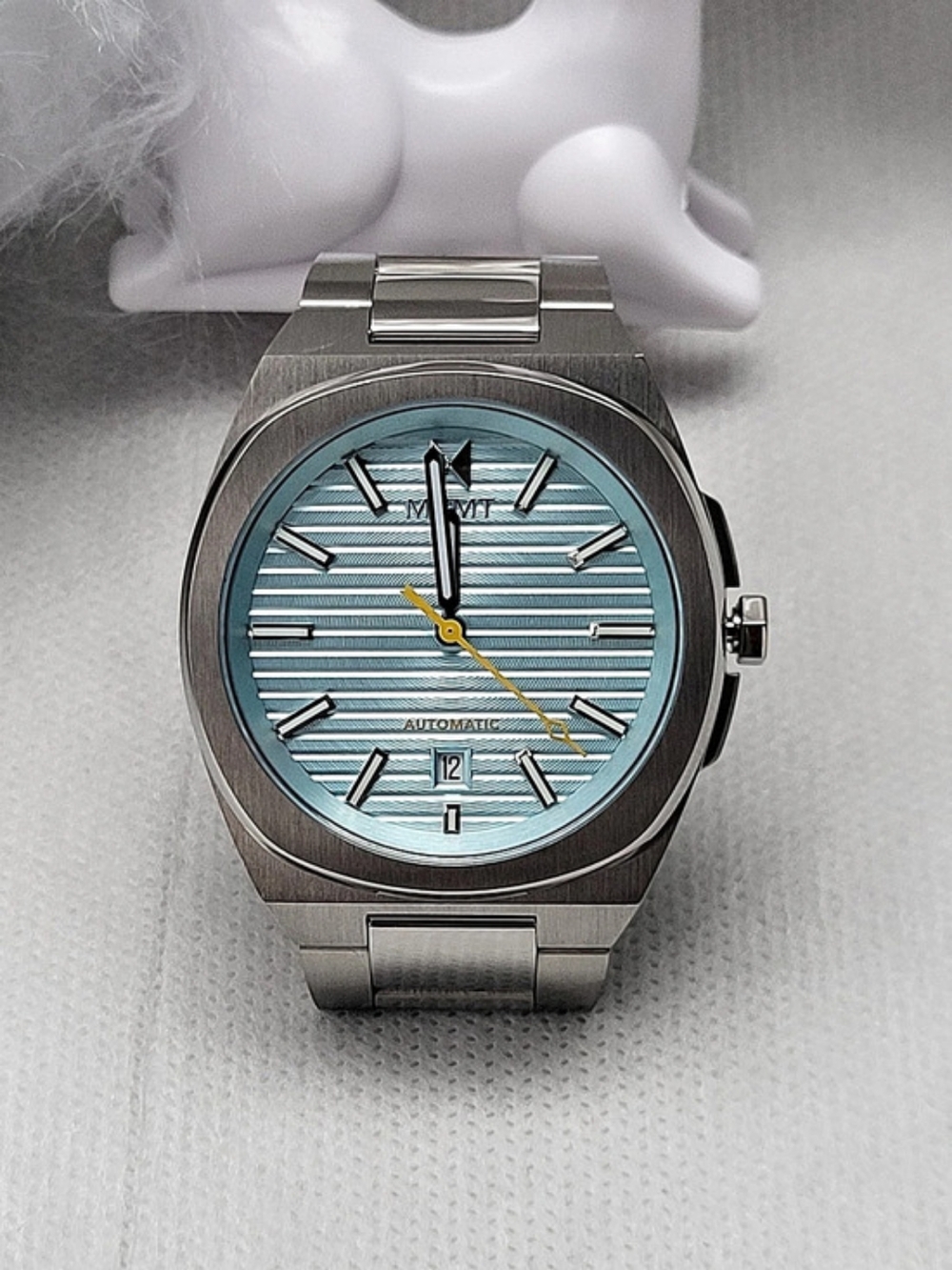 MVMT Odyssey Automatic Silver & Blue Striped Watch. #MVMT01